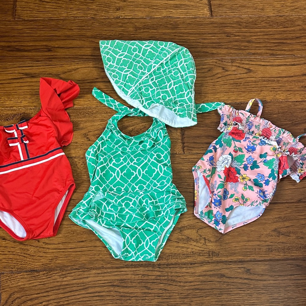 3 Janie and Jack Swimsuits with Hat